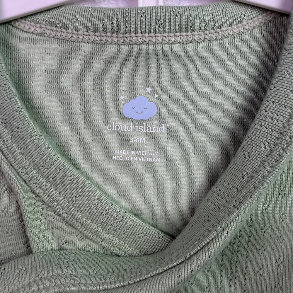 Cloud Island Sage Green Pointelle 2-Piece Kimono Bodysuit and Pants Set 3-6M NEW